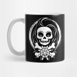 Skipper Skull and Wheel White Logo Mug